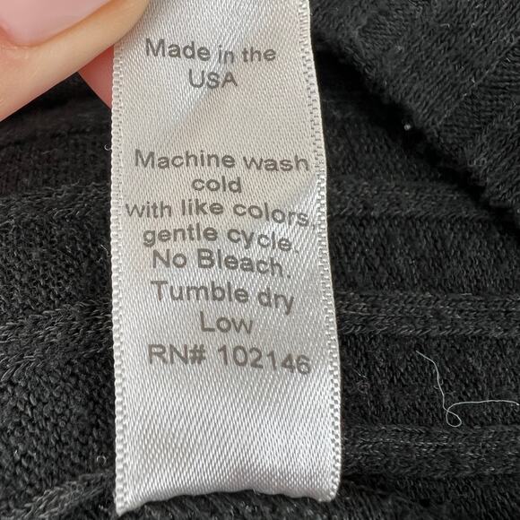 MICHAEL STARS Black Ribbed Long Sleeve Round Neck Button Down Cardigan OS - Picture 9 of 10